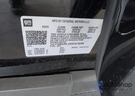 2025 Cadillac Escalade Sport Platinum from USA, damaged, VIN 1GYS8GRL2SR314698